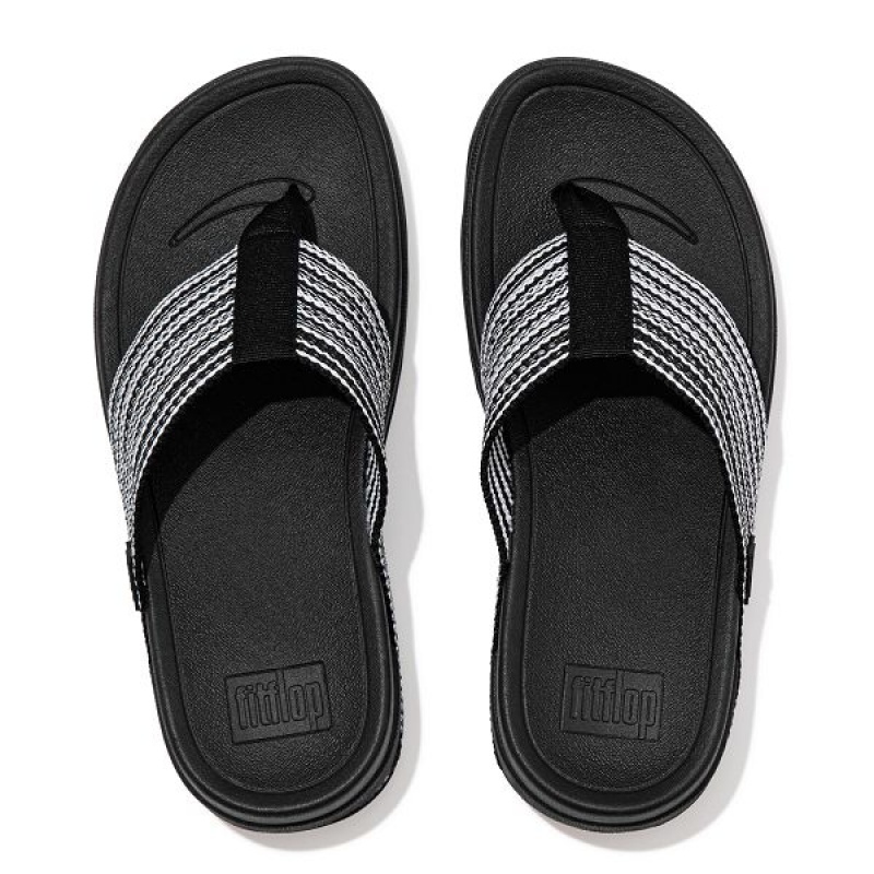 FitFlop Surfa Toe-Post Women's Sandals Black | 758QGMRLN