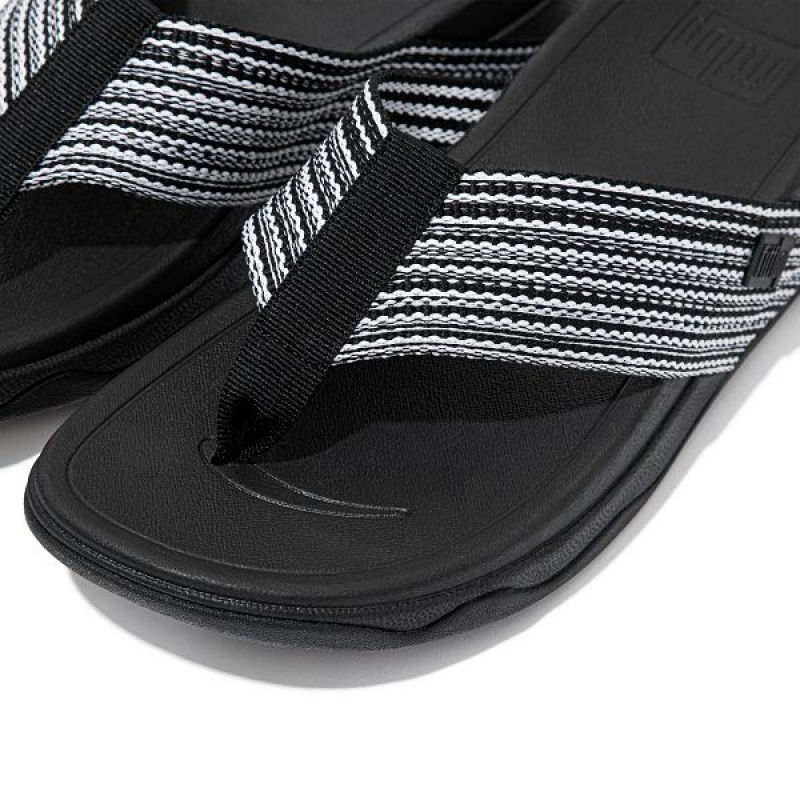 FitFlop Surfa Toe-Post Women's Sandals Black | 758QGMRLN