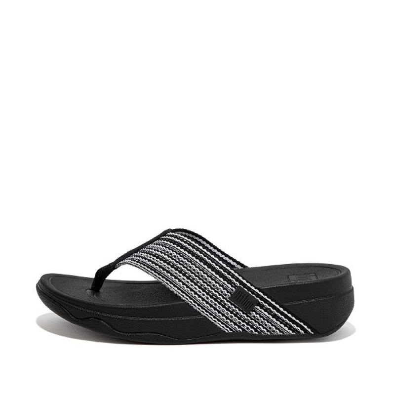 FitFlop Surfa Toe-Post Women\'s Sandals Black | 758QGMRLN