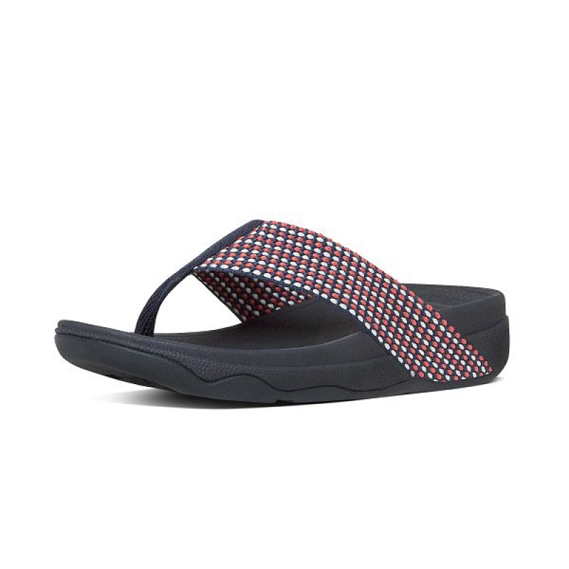 FitFlop Surfa Toe-Post Women's Sandals Navy | 794GWBMKY