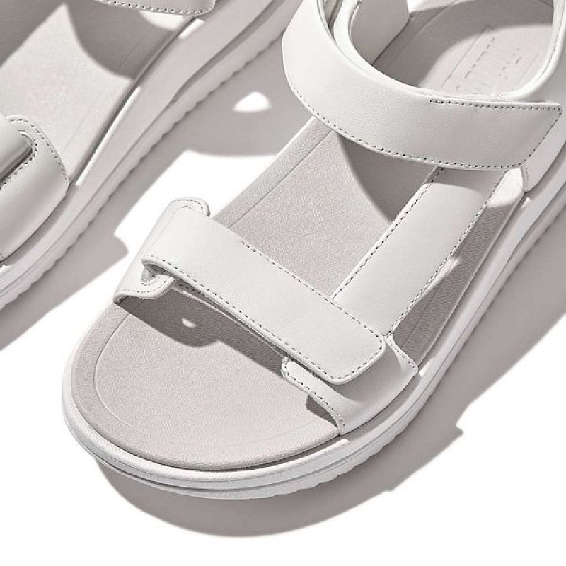 FitFlop Surff Adjustable Leather Back-Strap Women's Sandals White | 170KGYOUP