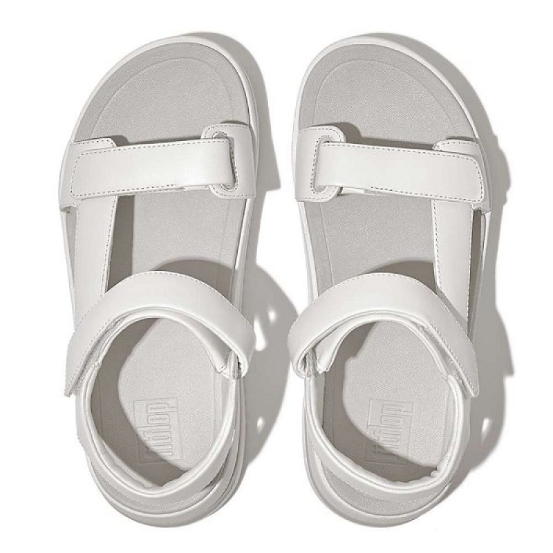 FitFlop Surff Adjustable Leather Back-Strap Women's Sandals White | 170KGYOUP