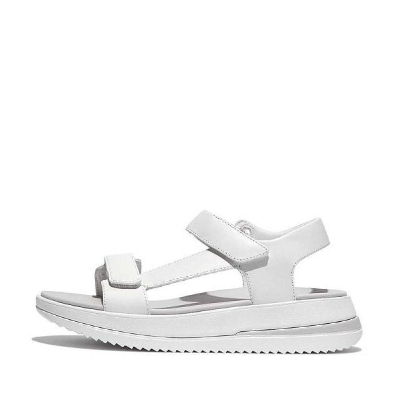 FitFlop Surff Adjustable Leather Back-Strap Women\'s Sandals White | 170KGYOUP