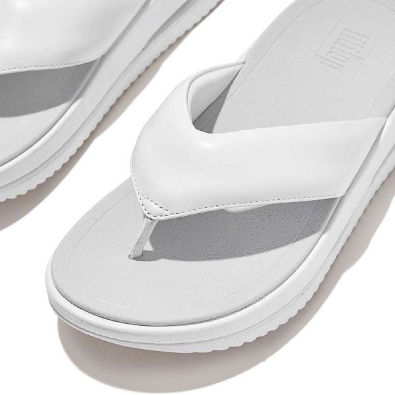 FitFlop Surff Padded Leather Toe-Post Women's Sandals White | 854EFZAMQ