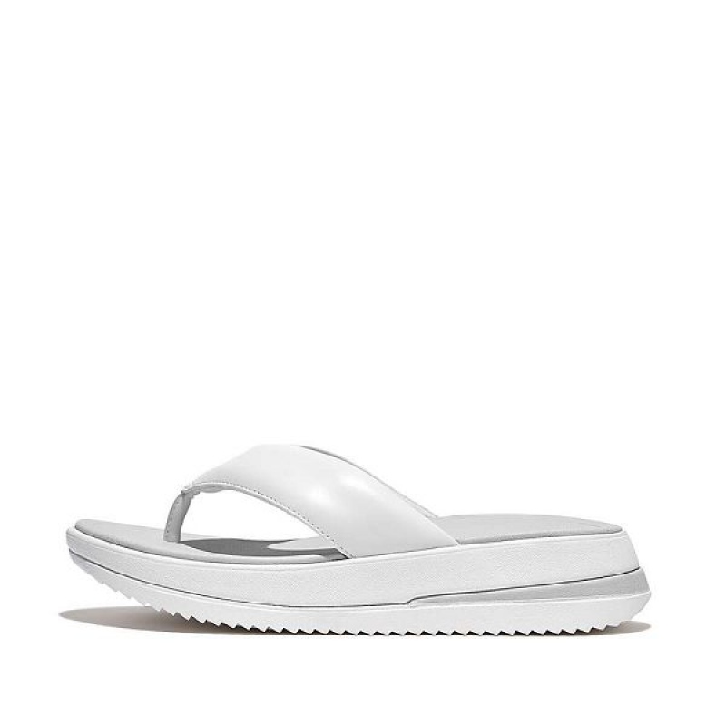 FitFlop Surff Padded Leather Toe-Post Women\'s Sandals White | 854EFZAMQ