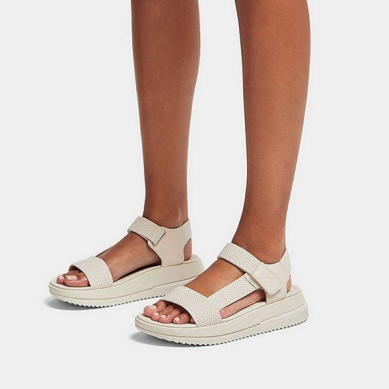 FitFlop Surff Sports Webbing Leather Back-Strap Women's Sandals Beige | 094EQIHFS