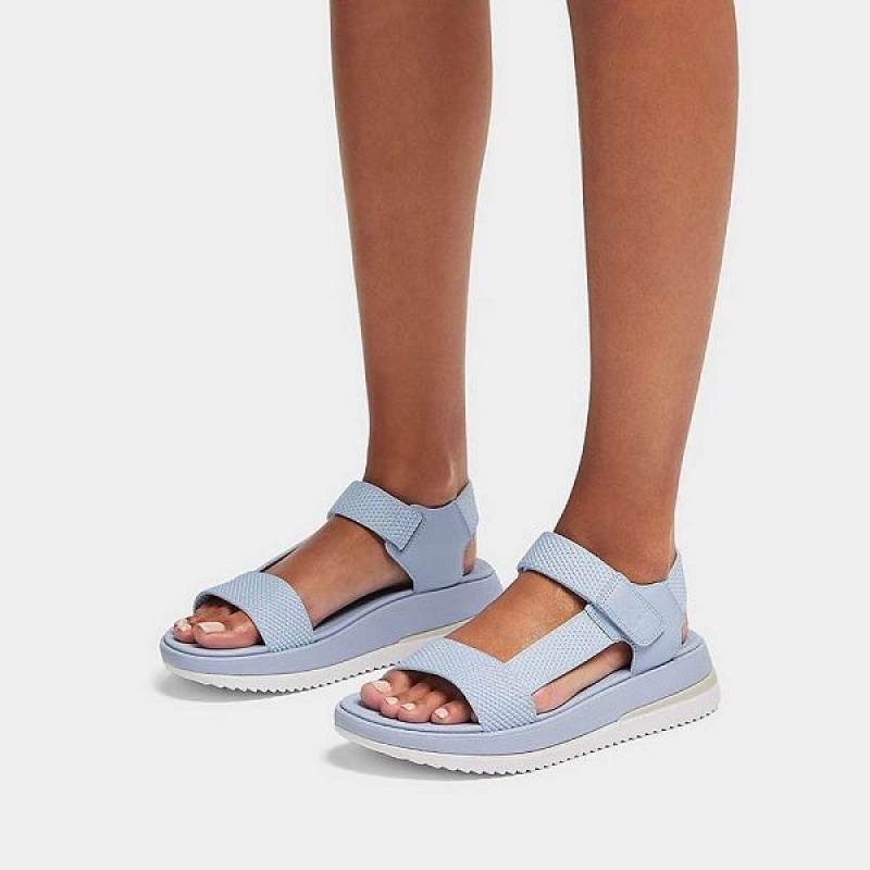 FitFlop Surff Two Tone Sports Webbing Leather Back-Strap Women's Sandals Blue | 601JMSTYB