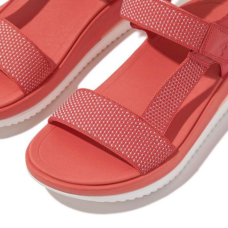 FitFlop Surff Two Tone Sports Webbing Leather Back-Strap Women's Sandals Coral | 132KSYJEH