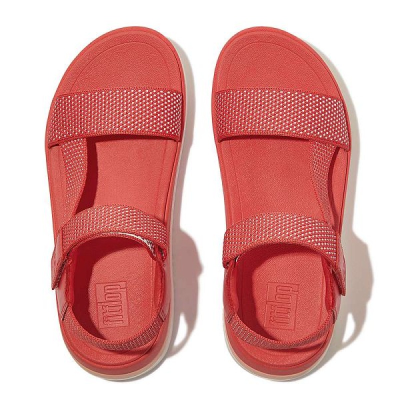 FitFlop Surff Two Tone Sports Webbing Leather Back-Strap Women's Sandals Coral | 132KSYJEH