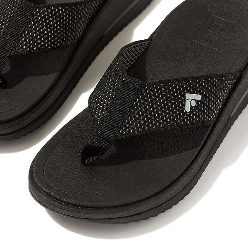 FitFlop Surff Two Tone Sports Webbing Toe-Post Women's Sandals Black | 421ZMRLHA