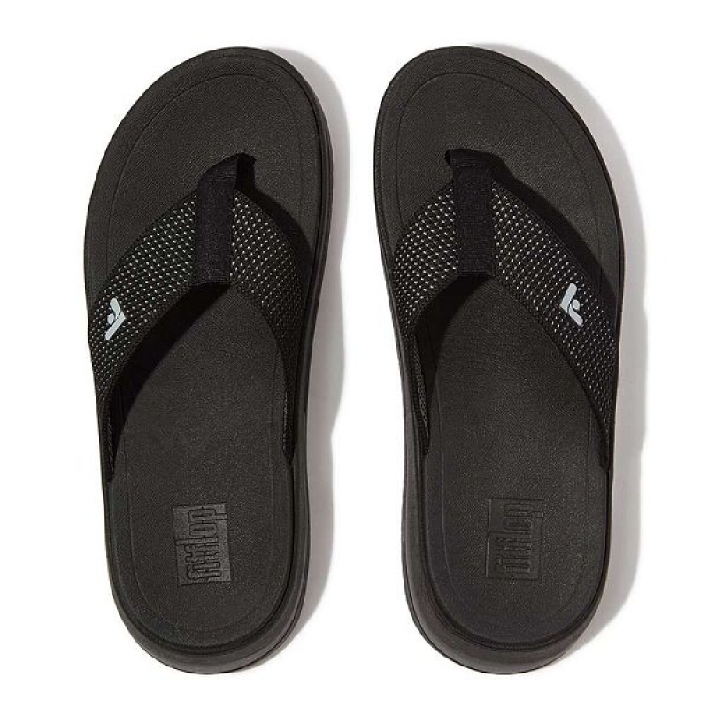 FitFlop Surff Two Tone Sports Webbing Toe-Post Women's Sandals Black | 421ZMRLHA