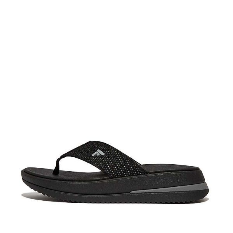 FitFlop Surff Two Tone Sports Webbing Toe-Post Women\'s Sandals Black | 421ZMRLHA