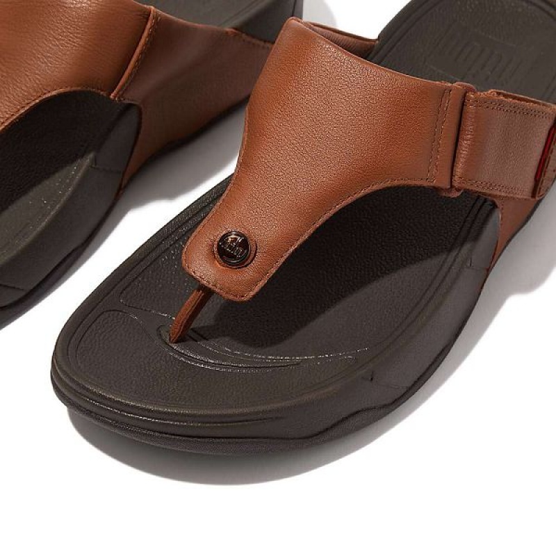 FitFlop Trakk Ii Leather Men's Flip Flops Dark Brown | 610MJXCFZ