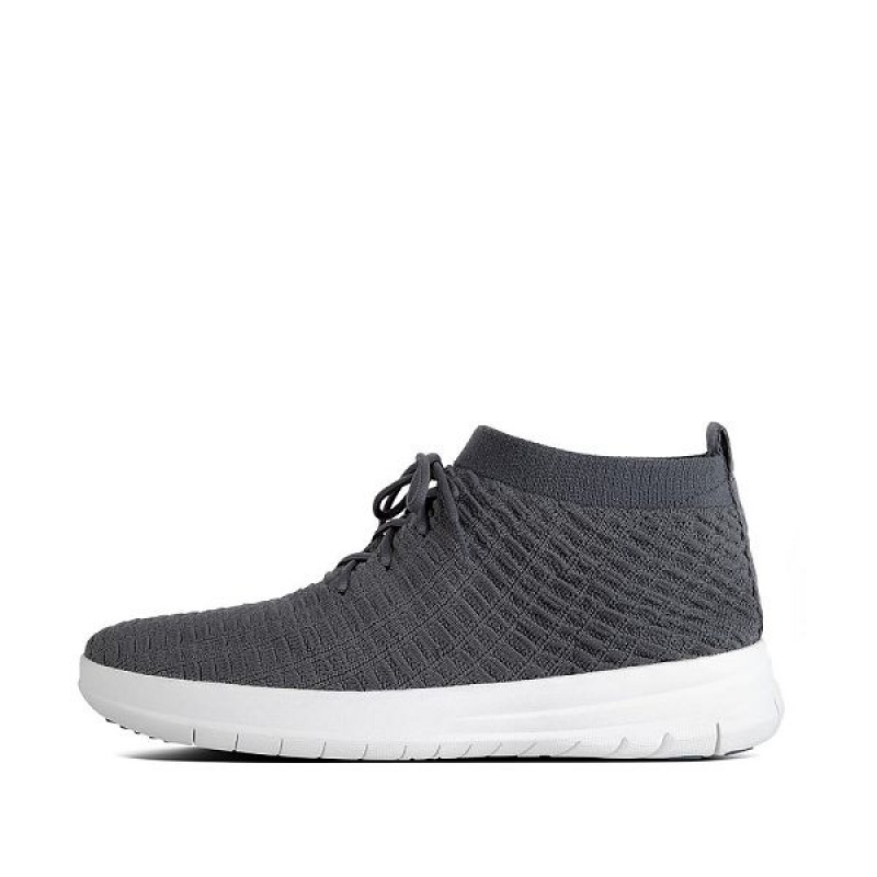 FitFlop Uberknit Slip On High Top Men\'s Sneakers Dark Grey | 752SREVAK