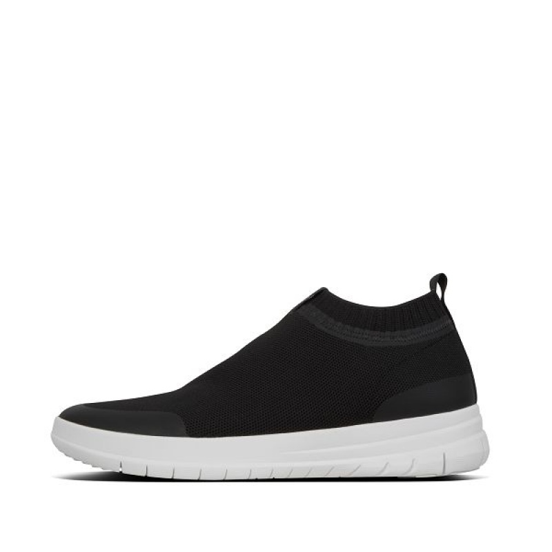 FitFlop Uberknit Slip On Men\'s Sneakers Black / White | 732WRCDPS