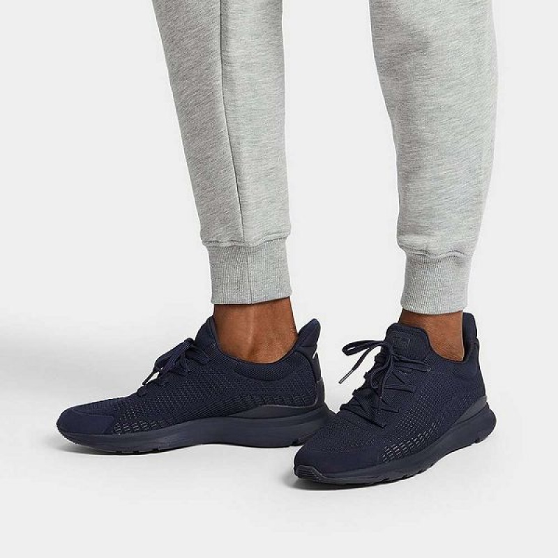 FitFlop Vitamin Ffx Knit Sports Men's Sneakers Navy | 640OIFZKW