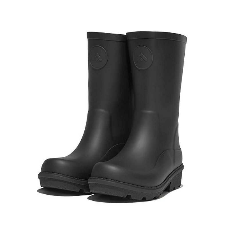 FitFlop Wonderwelly Junior Ergonomic Wellington Kids' Rain Boots Black | 390WXZAGH