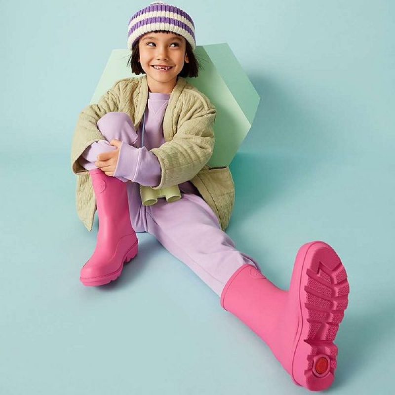 FitFlop Wonderwelly Junior Ergonomic Wellington Kids' Rain Boots Pink | 183FNOAXQ