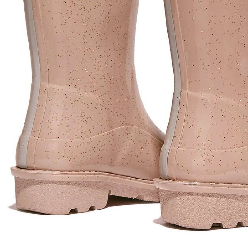 FitFlop Wonderwelly Junior Glitter Ergonomic Wellington Kids' Rain Boots Rose Gold | 073CPIGOB