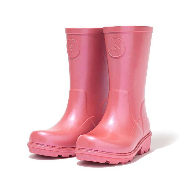 FitFlop Wonderwelly Junior Pearlized Ergonomic Waterproof Wellington Kids' Rain Boots Coral | 856IMEFCX