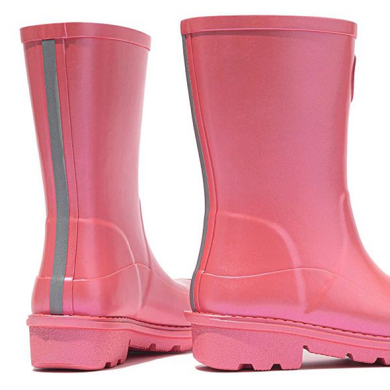 FitFlop Wonderwelly Junior Pearlized Ergonomic Waterproof Wellington Kids' Rain Boots Coral | 856IMEFCX