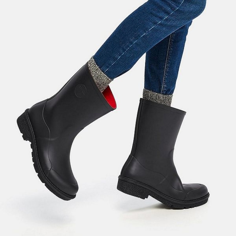 FitFlop Wonderwelly Short Women's Rain Boots Black | 257GHJXNZ