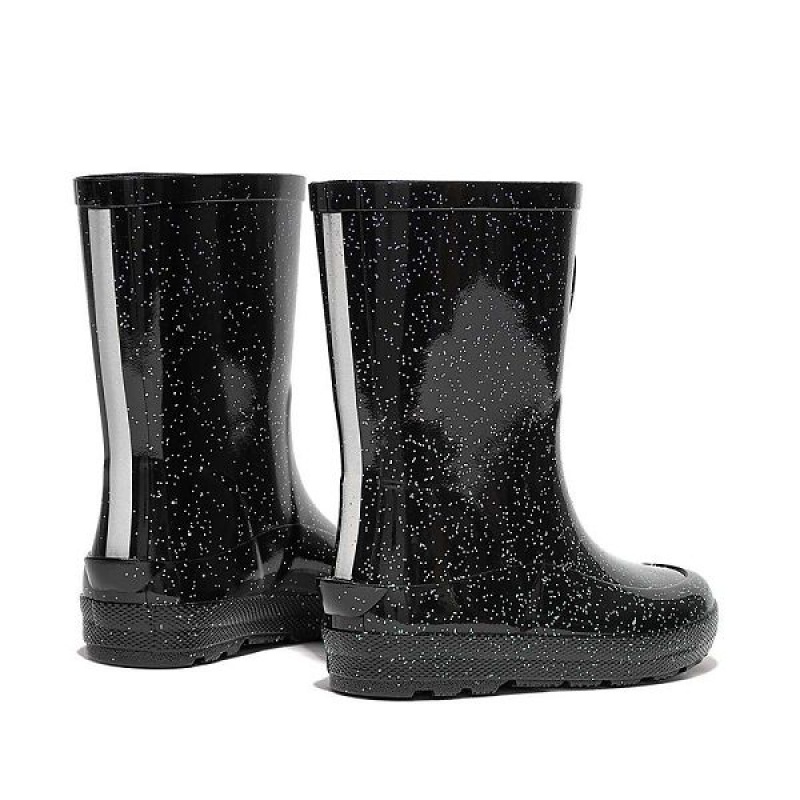 FitFlop Wonderwelly Toddler Glitter Ergonomic Kids' Rain Boots Black | 501FSZYEB