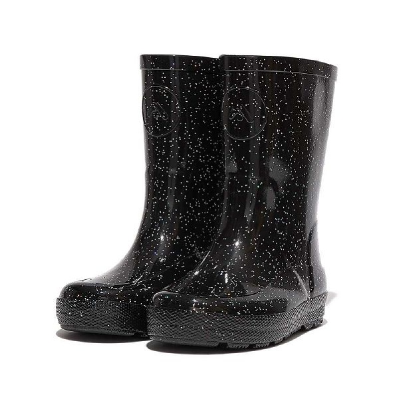 FitFlop Wonderwelly Toddler Glitter Ergonomic Kids' Rain Boots Black | 501FSZYEB