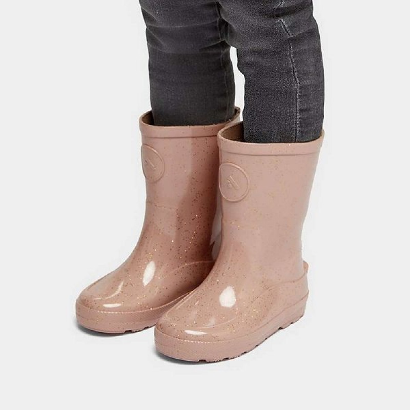 FitFlop Wonderwelly Toddler Glitter Ergonomic Kids' Rain Boots Rose Gold | 754STLVOC