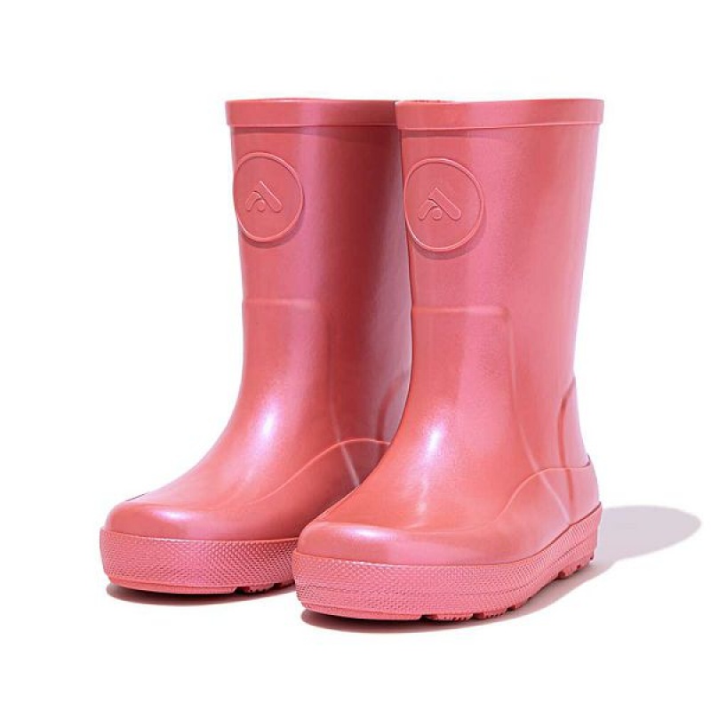 FitFlop Wonderwelly Toddler Pearlized Ergonomic Waterproof Wellington Kids' Rain Boots Coral | 961AVLZYN