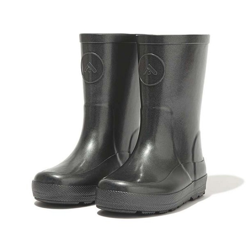 FitFlop Wonderwelly Toddler Pearlized Ergonomic Waterproof Wellington Kids' Rain Boots Black | 265UFYPLB